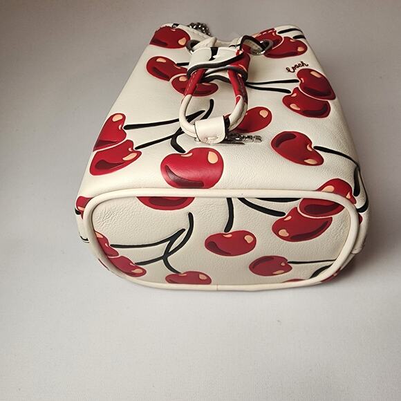 NWT COACH CZ030 Drawstring Wristlet With Cherry Print Chalk Multi - Picture 6 of 10